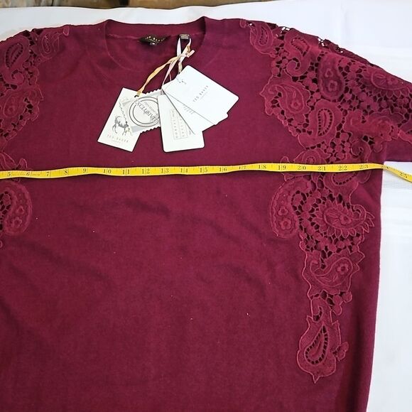 NWT Ted Baker Ox Blood Lace Shoulder Jumper Size 5 - Picture 11 of 13